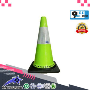 9.11 Rubber Traffic Cone Fluorescent Green 70cm