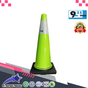 9.11 Rubber Traffic Cone Fluorescent Green 90cm