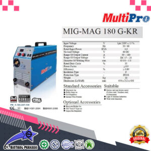 Multipro Mig/mag 180 G-KR IGBT Inverter Mesin Las Gas Mig/Mag